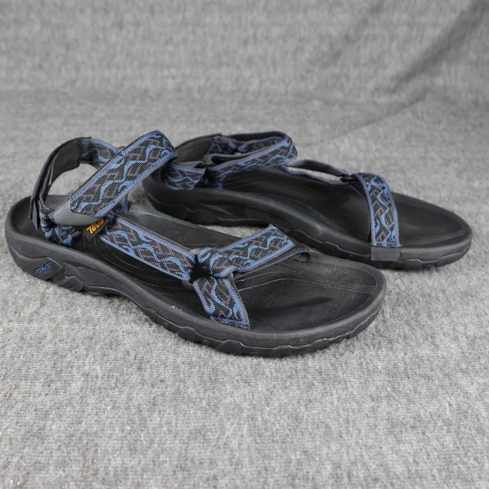 Teva Sandals Men 13 EU 47 Black Blue Geometric Strap Adjustable Hook Loop